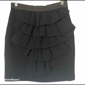 3.1 PHILLIP LIM Mini Skirt Womens 6 Black Wool Blend Ruffle Old Money